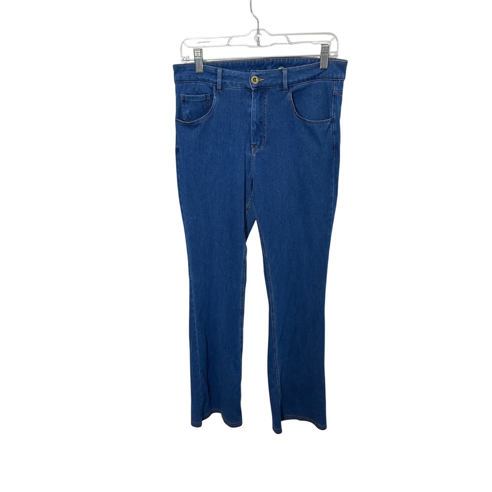Halara Women's M Blue High Waisted Straight Wide Leg Denim Stretch Pants
